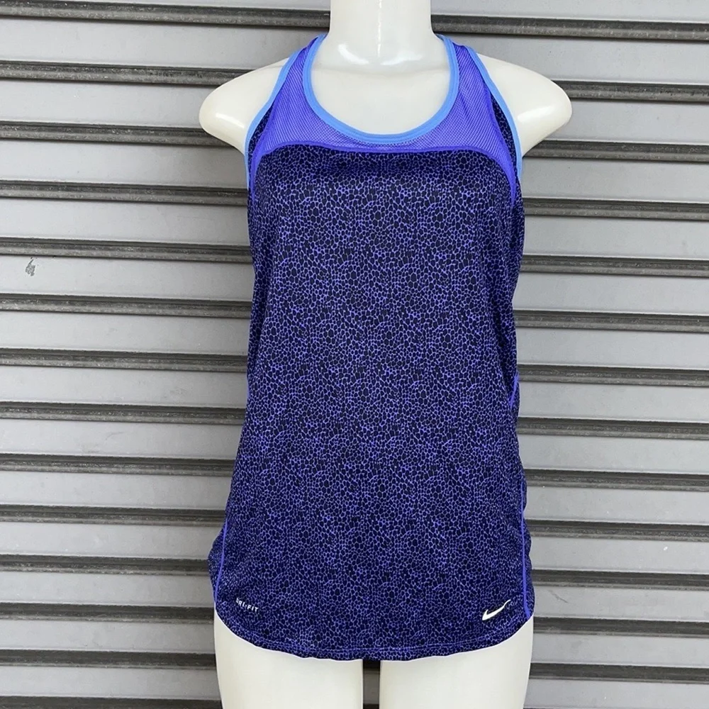 Nike Dri-FIT Purple Blue Snakeskin Reptile Print Mesh Racerback Tank Top M
